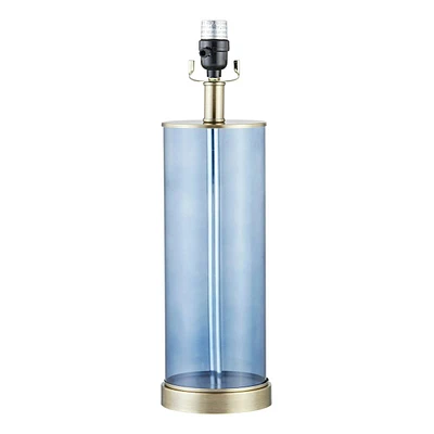 Blue Glass Column Table Lamp Base, 22"