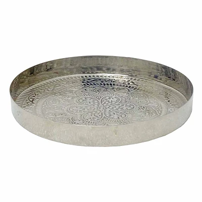 Round Iron Embossed Tray, 8"