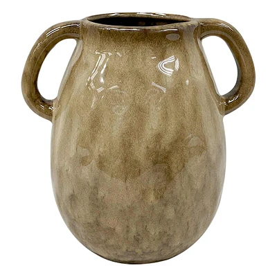 Tan Ceramic Vase with Handles