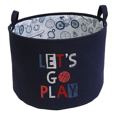 Kids Round Sports Print Storage Bin, Small