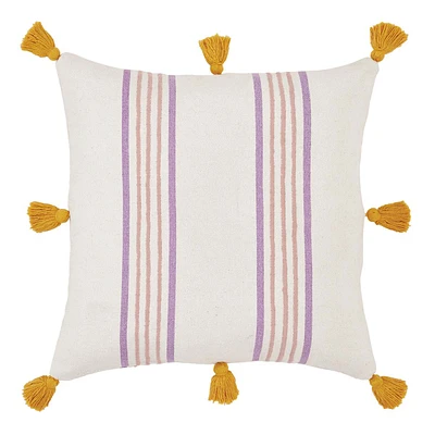 Tracey Boyd Pink Striped Embroidered Throw Pillow, 18"