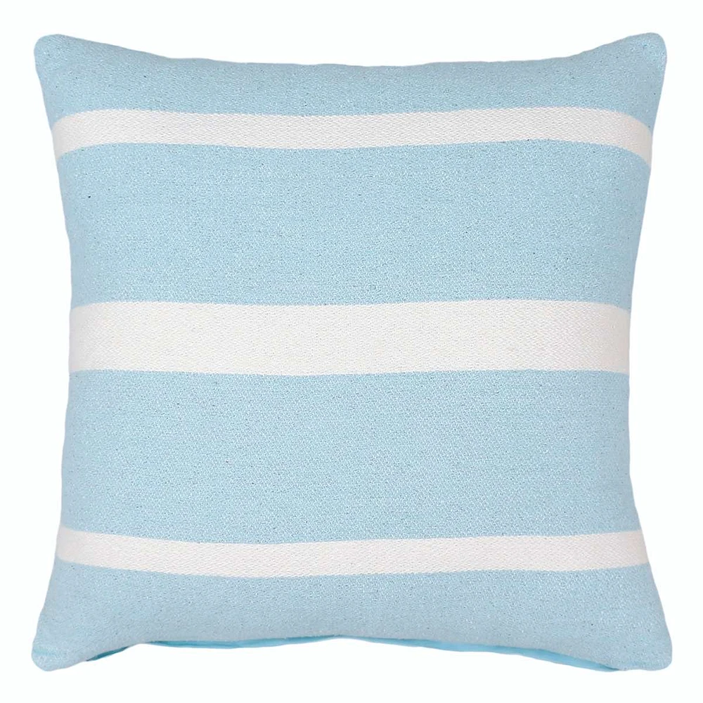 Blue Striped Woven Throw Pillow, 18"