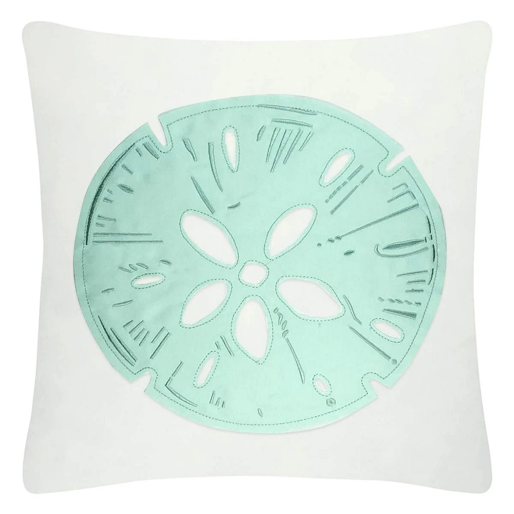 Teal Sand Dollar Throw Pillow, 18"