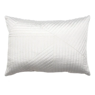 Light Grey Quilted Throw Pillow, 14X20