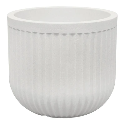 Japi Off-White Fluted Low Outdoor Planter