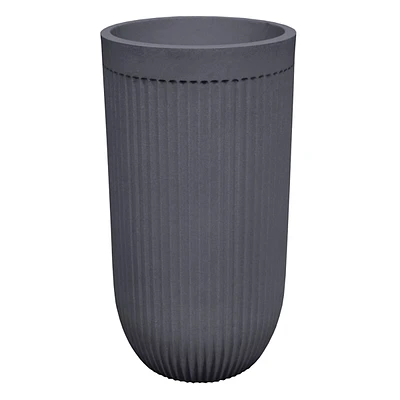 Japi Tall Fluted Charcoal Grey Planter, 24"