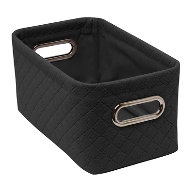 Black Quilted Crushable Storage Bin, Small