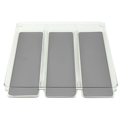 White Utensil Tray with Grey Rubber Base, 12x15