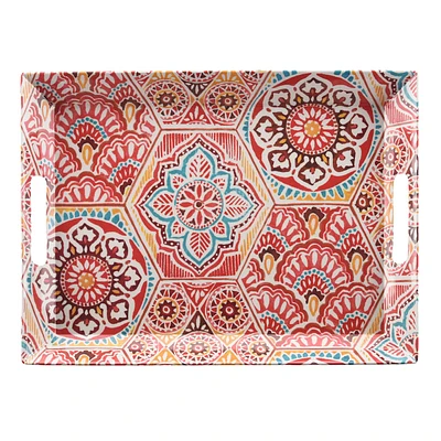 Warm Paisley Melamine Serving Tray, 15"