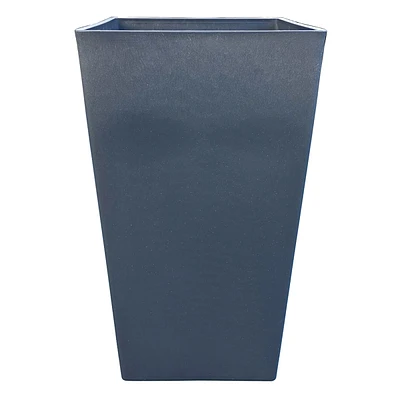 Tall Square Silver Outdoor Planter, 21"