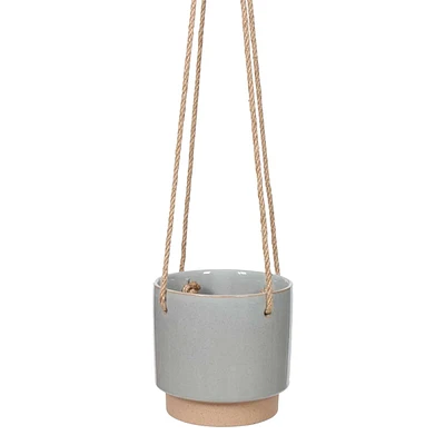 Indoor Hanging Grey Stoneware Planter, Medium