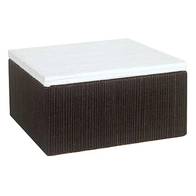 Providence Black & White Seagrass Decorative Box, 7"