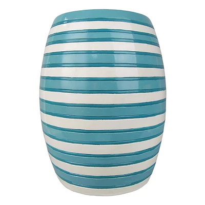 Blue & White Striped Plant Stool, 16"