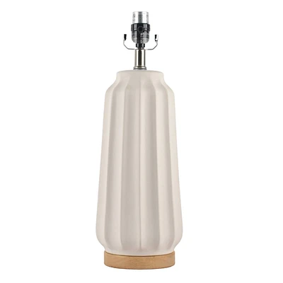 White Ribbed Ceramic Table Lamp, 20"