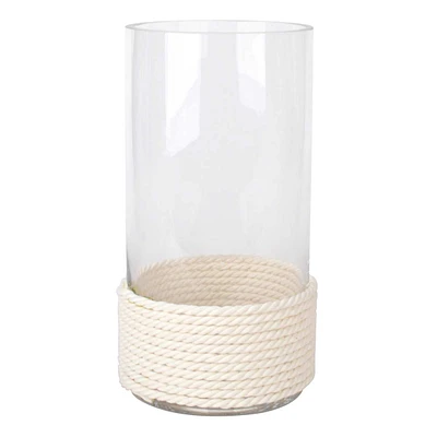 Clear Glass Vase with Textured White Base