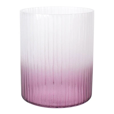 Clear & Pink Ombre Glass Candle Holder