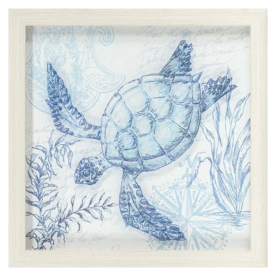 Framed Sea Turtle Wall Art, 12"