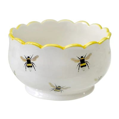 Indoor Bumble Bee Scalloped Ceramic Planter, 6"