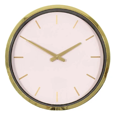 Gold & Blush Pink Modern Round Wall Clock, 12'