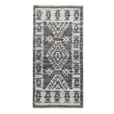 Boho Grey Tribal Chindi Accent Rug, 2x4