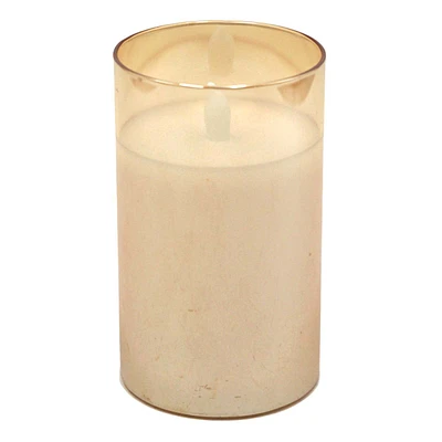 Amber Glass LED Pillar Candle