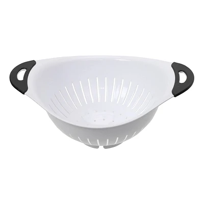 White Colander with Black Handles