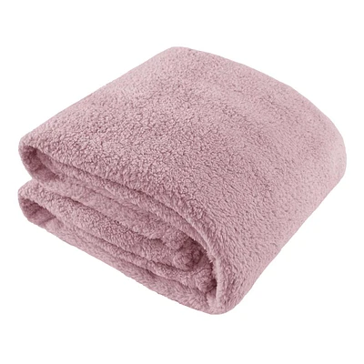 Blush Sherpa Throw Blanket, 50x60