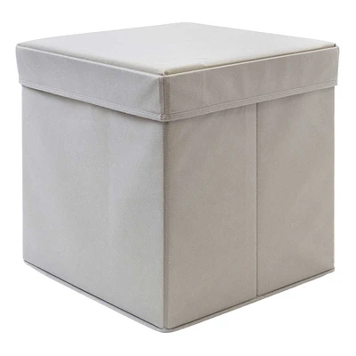 Fabric Storage Cube with Lid, Grey