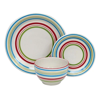 12-Piece Dinnerware Set, Multicolor Stripe