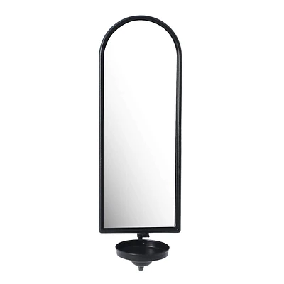 Black Metal Mirror Wall Sconce, 18"