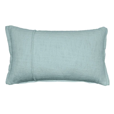 Light Blue Woven Throw Pillow with Flange, 14x24