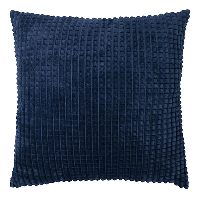 Plush Navy Blue Check Throw Pillow, 24"