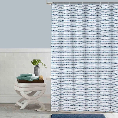 Blue Mosaic Striped Shower Curtain, 72"