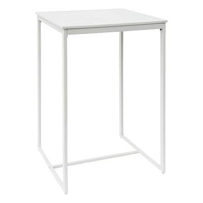 Grammercy White Steel Slat Patio Bar Table, 28"