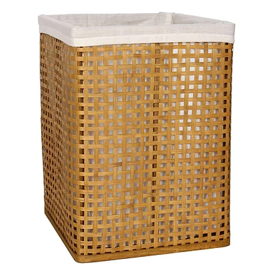 Natural Bamboo Wood Laundry Hamper with Liner