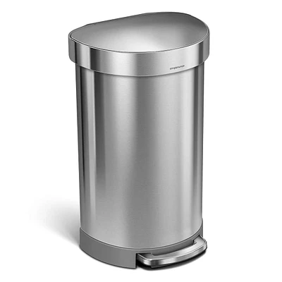 Simple Human Stainless Steel Semi-Round Liner Rim Step Trash Can, 45l (11.8gal)