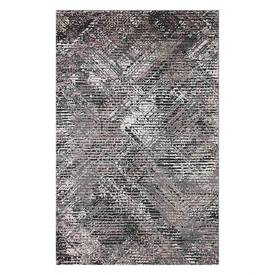 (D554) Estie Charcoal & Black Accent Rug, 3x5