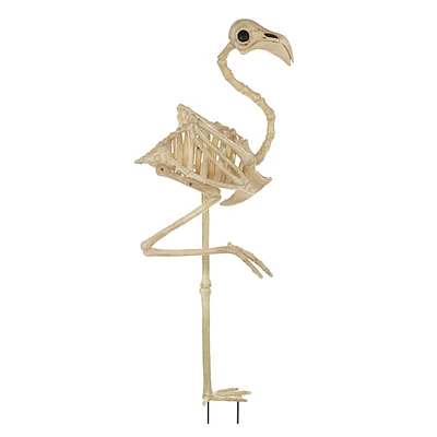 Flamingo Skeleton Halloween Yard Stake, 34"