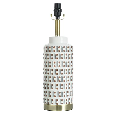 White Checkered Pattern Table Lamp, 19"