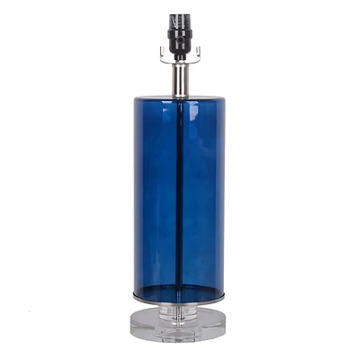 19 Inch Blue With Glass Base Table Lamp