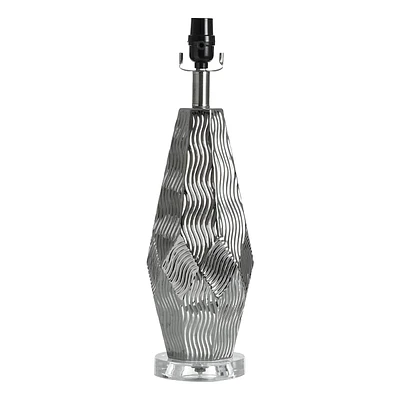 Silver Chrome Patterned Table Lamp, 20"