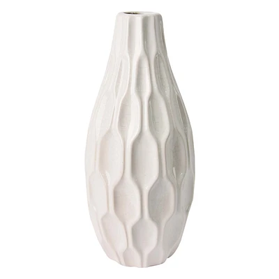 Katherine White Textured Vase, 15"