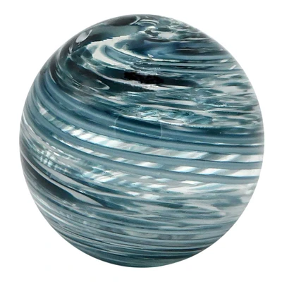 Blue Art Glass Orb, 4"