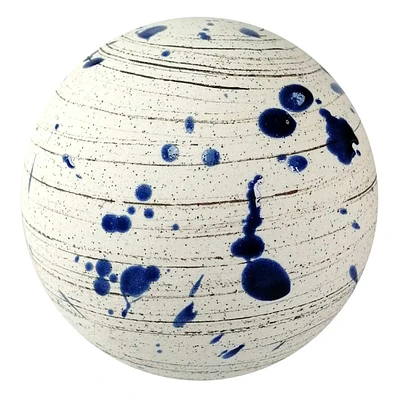 Blue Speckled Ceramic Orb, 5"