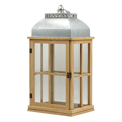 Wood Lantern with Metal Lid