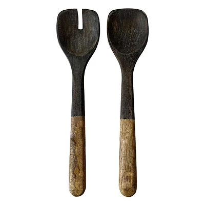 Two-Tone Wooden Serving Utensil Set