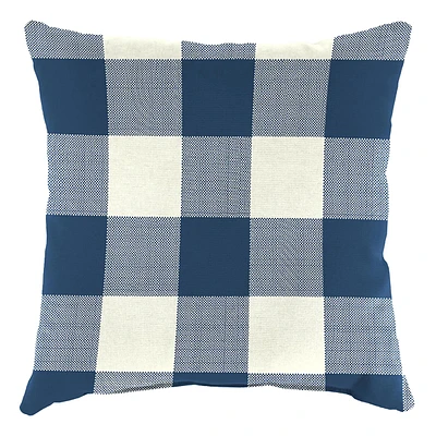 Navy Buffalo Plaid Oversized Square Outdoor Throw Pillow, 20"