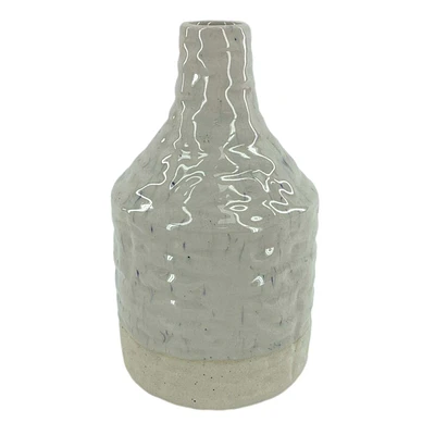 White & Blue Speckled Vase, 8"