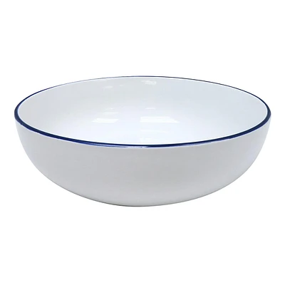 Blue Rim Ceramic Serving Bowl, 10"