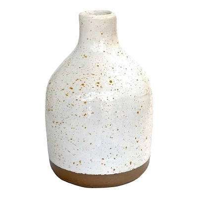 White Speckled Clay Vase